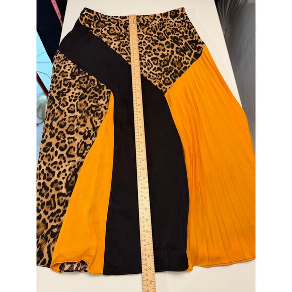 Lucy Paris Leopard Color Block Pleated Midi Skirt Size M  Artsy - Picture 9 of 12